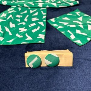 Vintage post earrings with matching scarf & pocket square